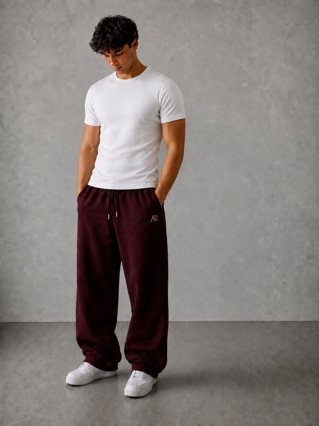 Open Leg Jogger Weinrot